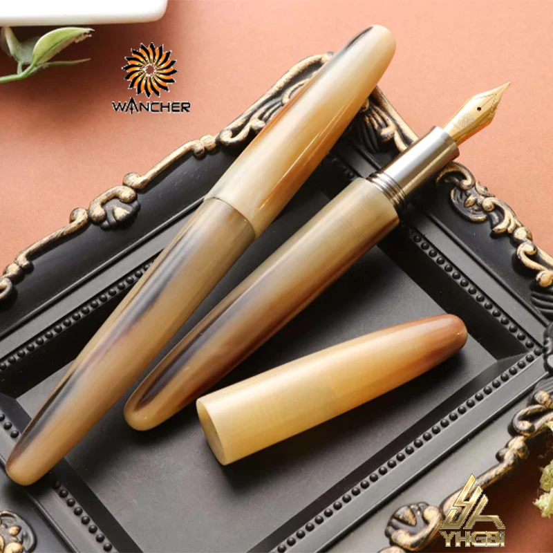 

Bull horn super large fountain pen with rare precious titanium metal grip, JOWO pen tip, WANCHER
