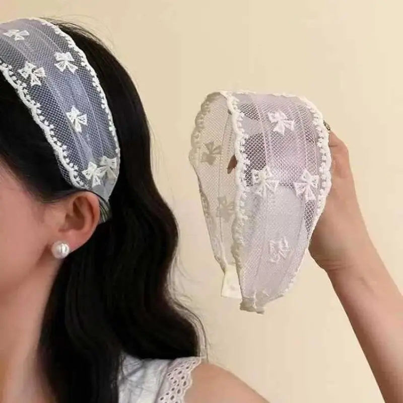 Neue Niedliche Elegante Weiße Spitzen-Haarbänder Stirnband für Frauen und Kinder Scrunchies Haarreif Haarschmuck Kopfschmuck Ornament – Detail 1