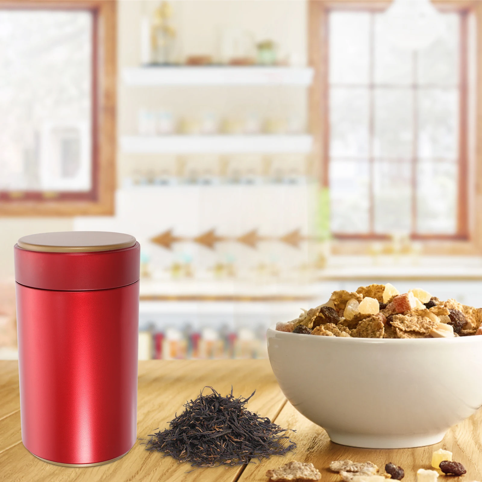 

3pcs Metal Can Sealed Container Red Airtight Kitchen Food Jars Portable Travel Storage Tinplate Home Gift Box Dry Fresh