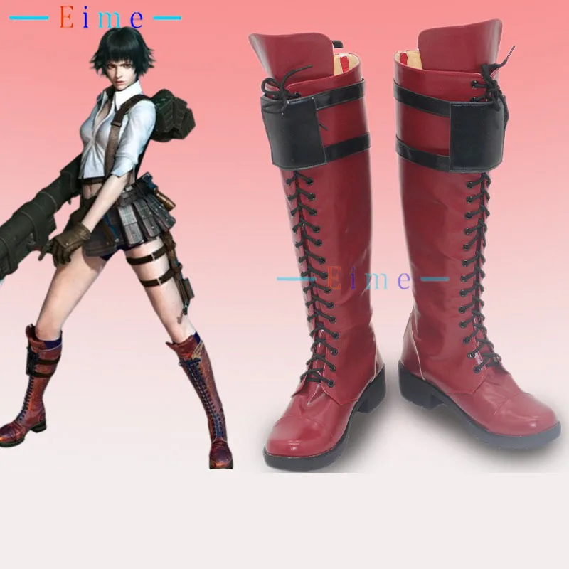 Lady Mary Cosplay Shoes Game Cosplay Props Red boots big size Halloween Game Party PU leather Shoes Custom Made