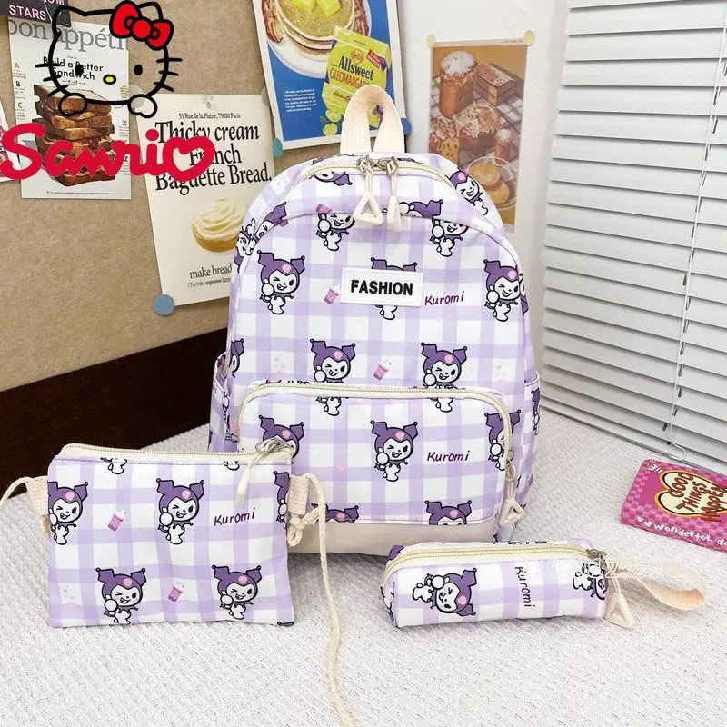 Hello Kitty New Girls' Schoolbag 3-piece Set Fashionable Girls' Backpack Cartoon Cute Large Capacity Children's Schoolbag