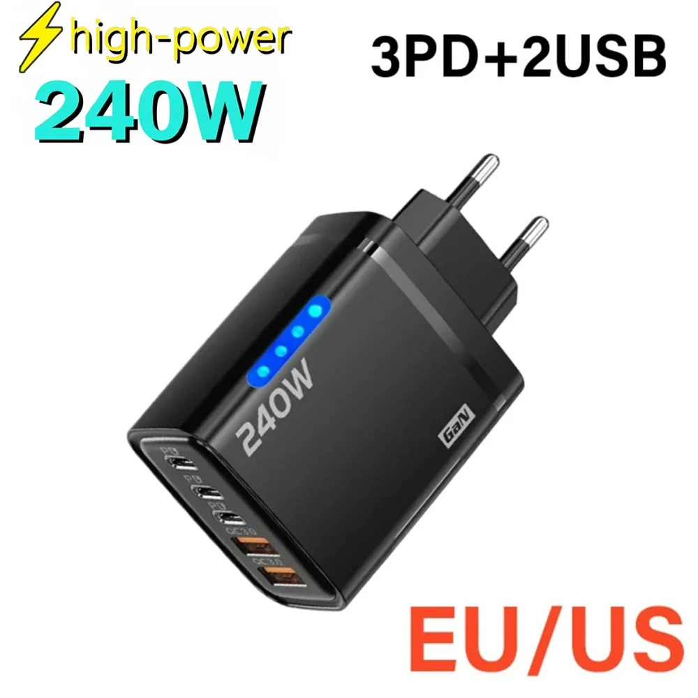 240 W USB Schnellladegerät Typ C Handy Wandnetzteil für Samsung Huawei Xiaomi iPhone 14 Pro Mix Schnellladung