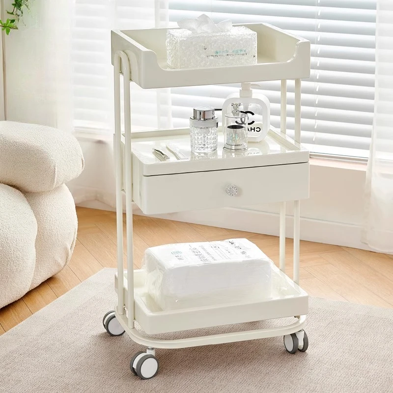 

Beauty Cart Cream Style Salon Trolley Cleaning Makeup Tattoo Salon Trolley Medical Hairdresser Furniture Gereedschap Kar Lstc