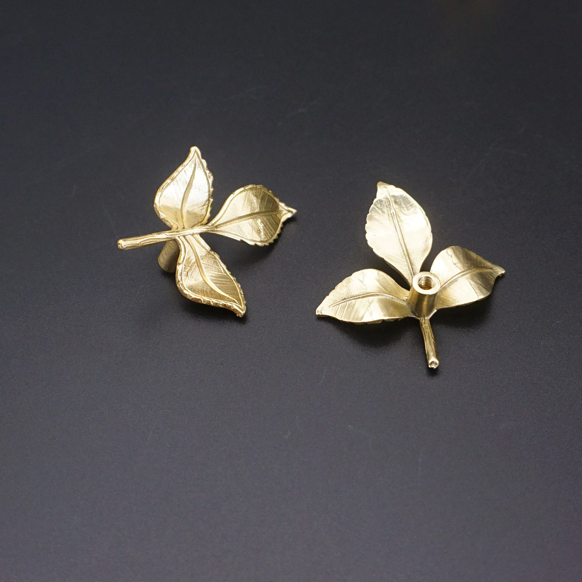 

MFYS Solid Brass Leaf Shape Cabinet Handles Home Decor Drawer Wardrobe Pulls Copper Furniture Hardware Cupboard Door Knobs