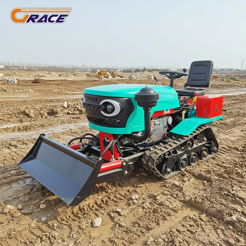 

120HP Heavy Duty Crawler Tractor Ditching Digging Bulldozing Grass Cutting Snow Sweeping Yard Construction Tool