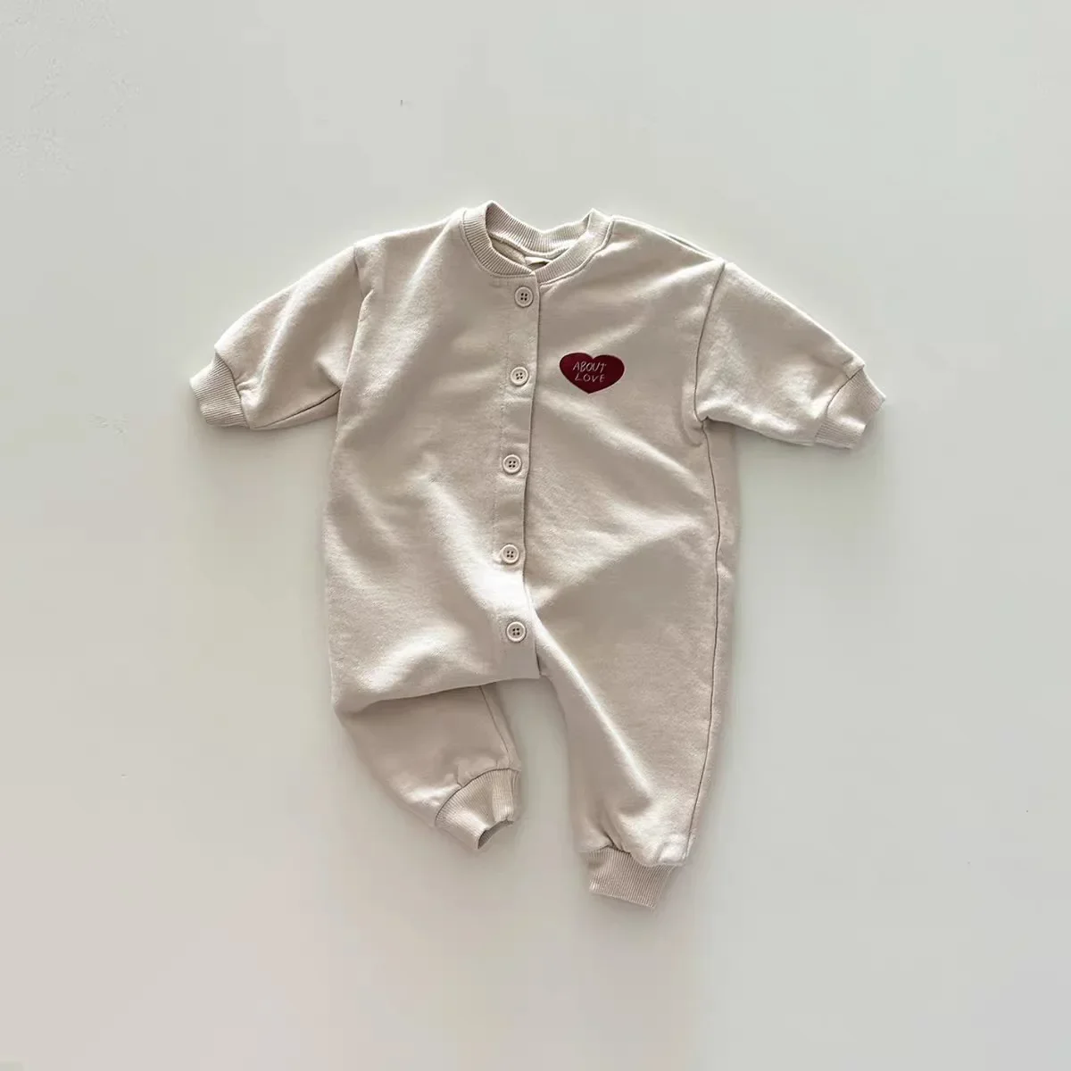 2024 Korean Spring Autumn Infant Girls Romper Cotton Single Breasted Loose Jumpsuit Long Sleeve Stretch Children Girls Bodysuit