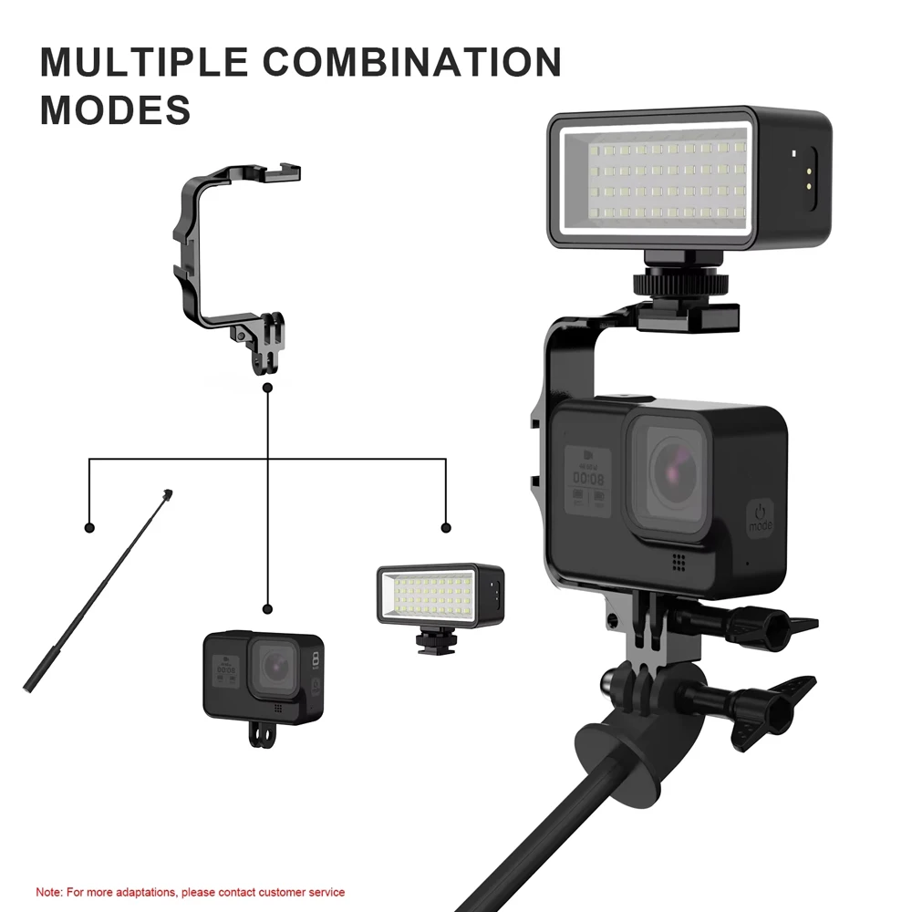 For GoPro Aluminum Alloy Mount Fill Light Waterproof LED Light For GoPro Hero 13 12 11 10 9 Insta360 X5 X4 X3 DJI Action 5 4 3