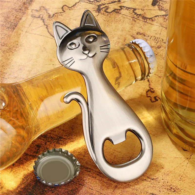 Прекрасная открывалка для бутылок в форме кошки, металлические открывалки для пива, инструмент для открытия для вечеринки, клуба, уникальный штопор с животными, свадебный подарочный набор