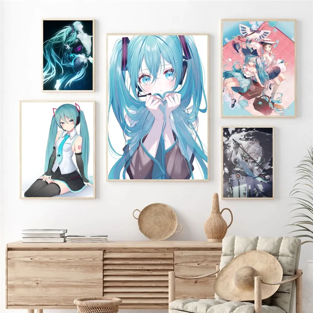 Anime Girl H-Hatsune Miku Poster Paper Print Home Living Room Bedroom Entrance Bar Cafe Art Painting Decoration