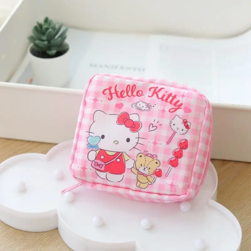 Neue My Melody Aufbewahrungstasche, Cartoon-Reise, tragbar, großes Fassungsvermögen, mit Reißverschluss, Kosmetik-Aufbewahrungstasche, süße Mädchen-Gitter-Kulturtasche