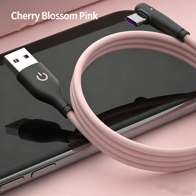 90 Degree Elbow USB A to Type C Silicone Charging Cable 0.25M 1M Soft Anti-break Data Cord For Mobile ，Micro USB 0.3m Cable - view 3