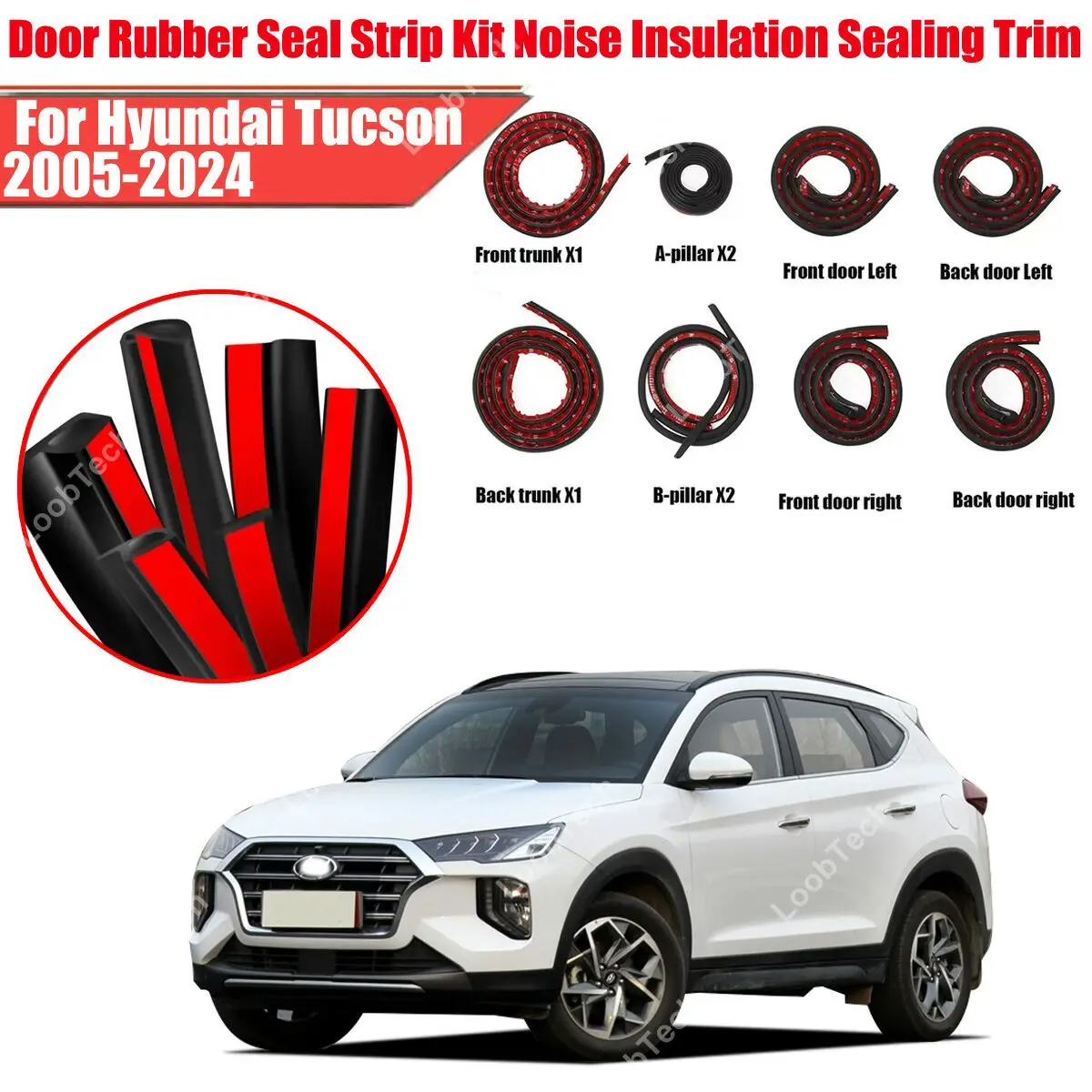 

Комплект уплотнительных лент для дверей, резиновые, самоклеящиеся, для Hyundai Tucson, шумоизоляционные, от сквозняков и шума двигателя