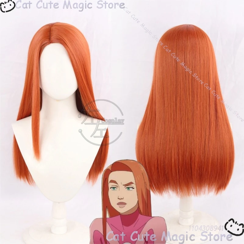 Samantha Eve Wilkins Atom Eve Anime Invinciblee Cosplay Costume 60cm long orange hair Woman Cos Wig Prop Halloween Party Outfit - view 2