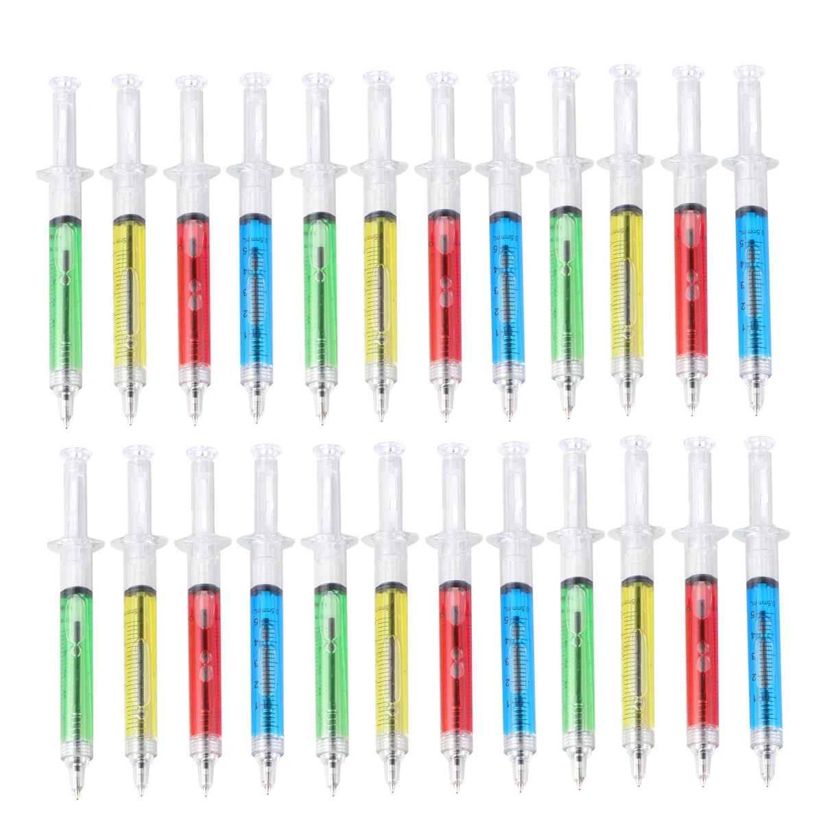 

24Pcs Syringe Shape Ballpoint Pens Liquid Filled Refillable Needle Tube Pens School Office Stationery Creative Black Ink