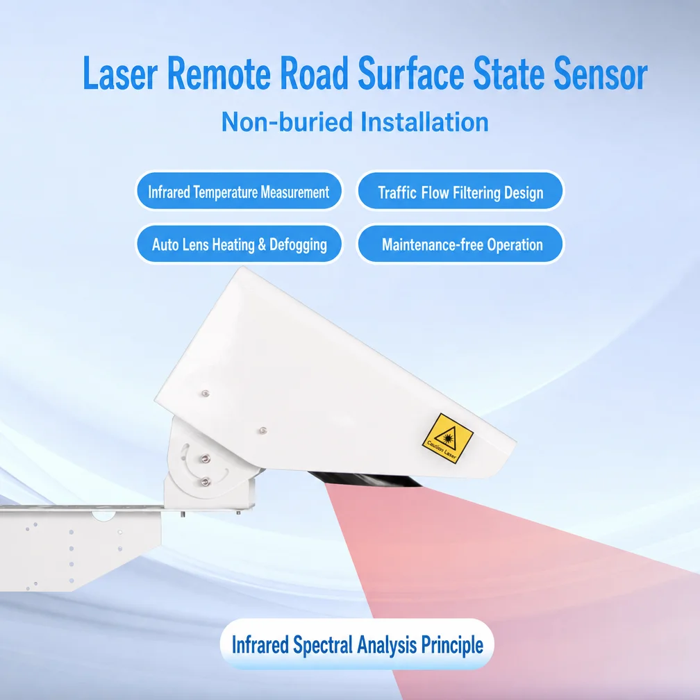 Embedded Road Surface Sensor Laser RS485 4-20mA IP68 316L Stainless Steel Ice Water Snow Pavement Condition DC12-24V CE