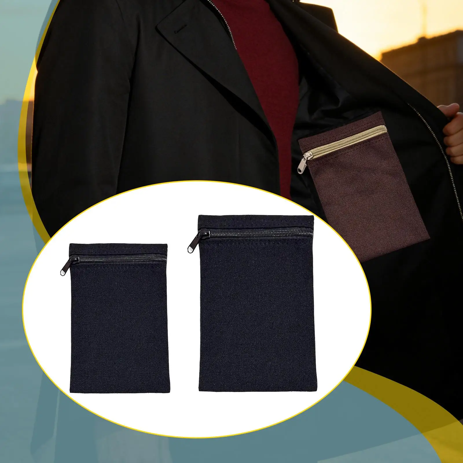 Sew on Side Pocket Zipper Wallet Spacious Travel Storage Hidden Pouch for Jackets Sweatshirts Sewing Accessory