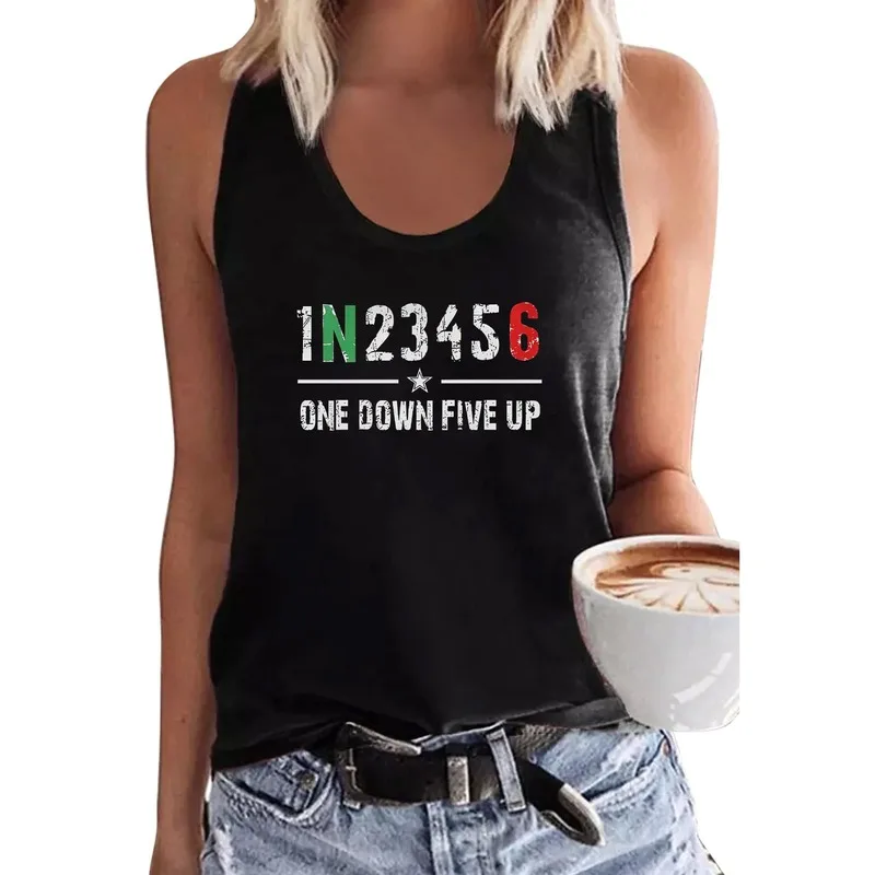 Women's motorcycle slogan printed tank top and sleeveless racing-style tank top