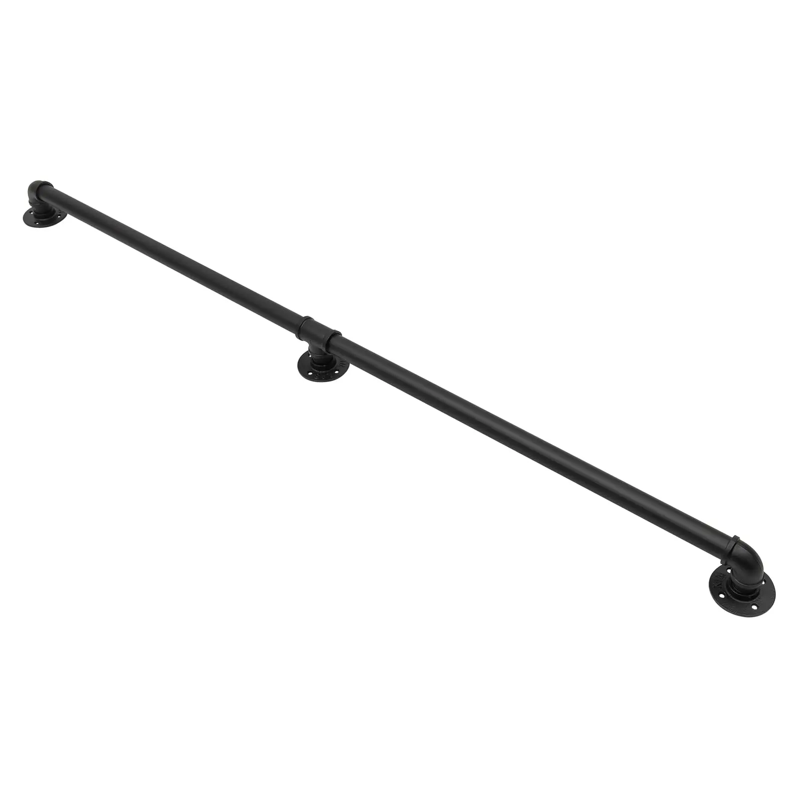 5ft Black Pipe Stair Handrail, Wall Mount Black Galvanized Industrial Hand Rail Iron Loft Pipe Handrail, Metal Railing Non-