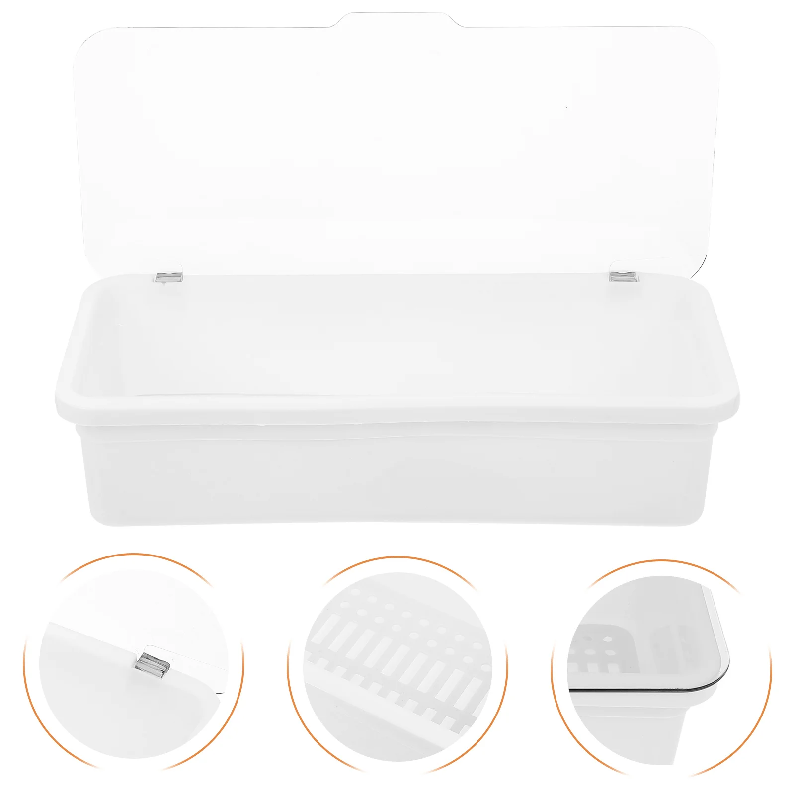 

Plastic Kitchen Cutlery Box Lid Utensil Holder Covered Silverware Tray Chopsticks Cage Compact Storage Organizer