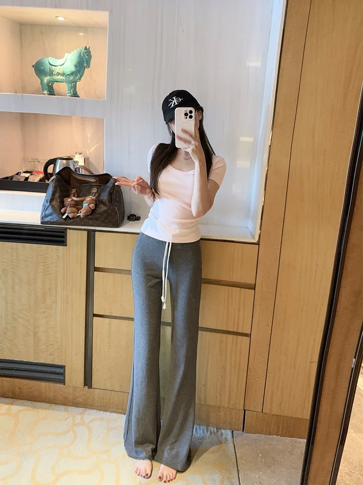 

Удобные женские повседневные брюки-палаццо с широкими штанинами, удлиненные, приталенные, для офиса, под собственной торговой маркой