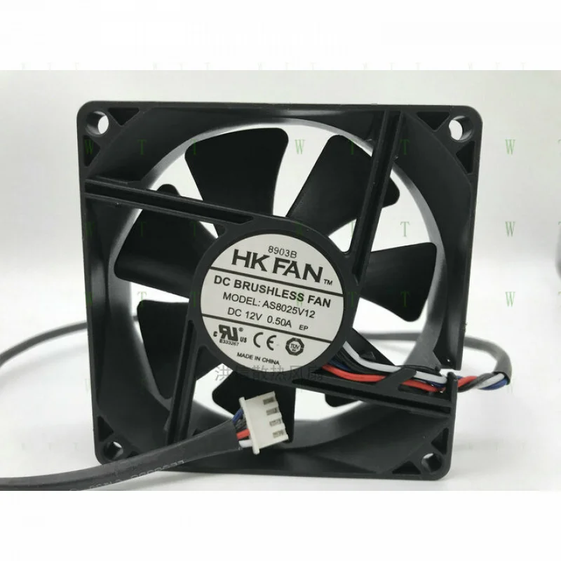 

H 1 pcs HKFAN Fan AS8025V12 DC12V 0.50A 8025 80*25MM 4 Pin cooling fan