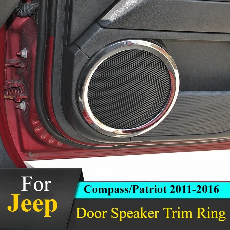 For Jeep Compass/Patriot 2011-2016: 4-Piece Door Speaker Trim Ring - 3M Adhesive No Tools & OEM Fit​