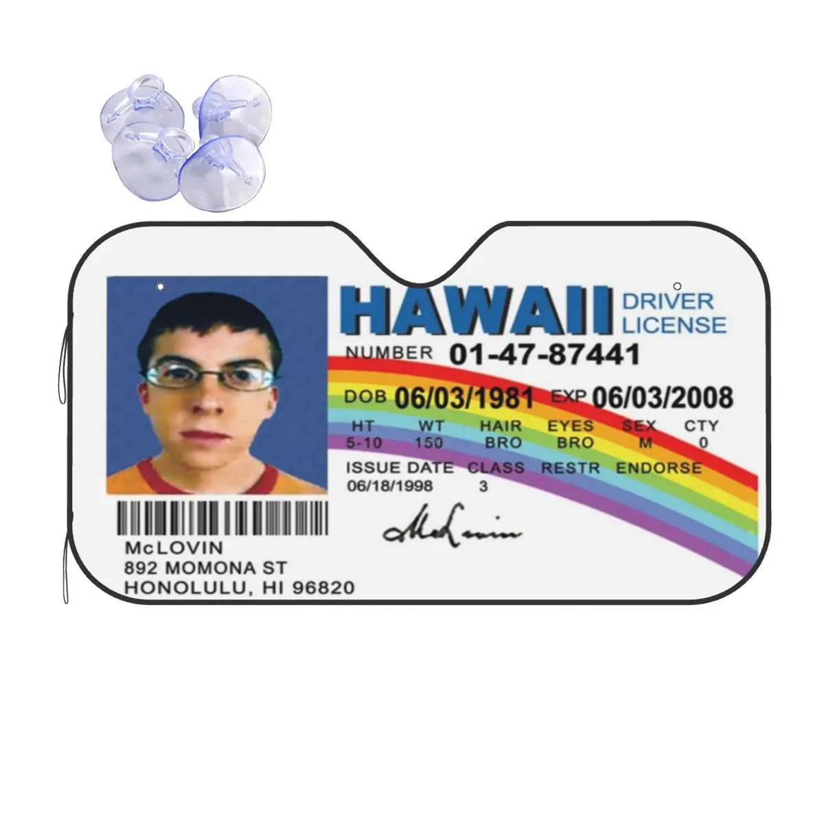 

Солнцезащитный козырек для водительских прав McLovin, лобовое стекло автомобиля, солнцезащитный козырек, аксессуары, чехлы