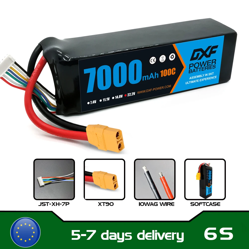 DXF 6S Lipo 22.2V 7000mAh 10000mAh 5200mAh Softcase batteria con XT60 EC5 XT90 per auto camion serbatoio RC Buggy Truggy Racing Hobby