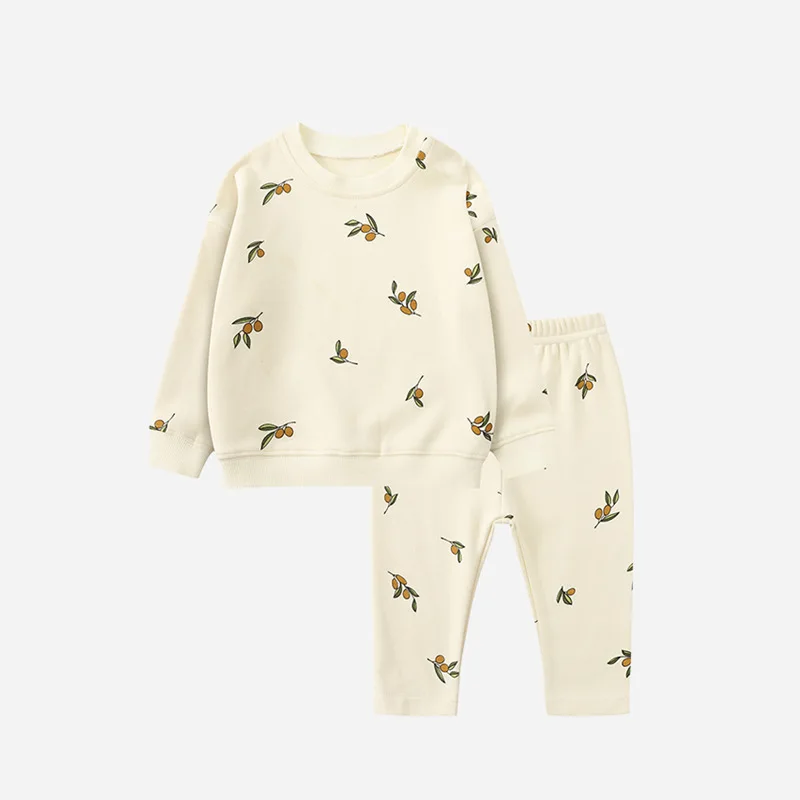 0-3T Newborn Kids Baby Boy Girls Clothes Set Spring Autumn Long Sleeve Print Top and Pants Suit Home Clothes 2pcs Outfit