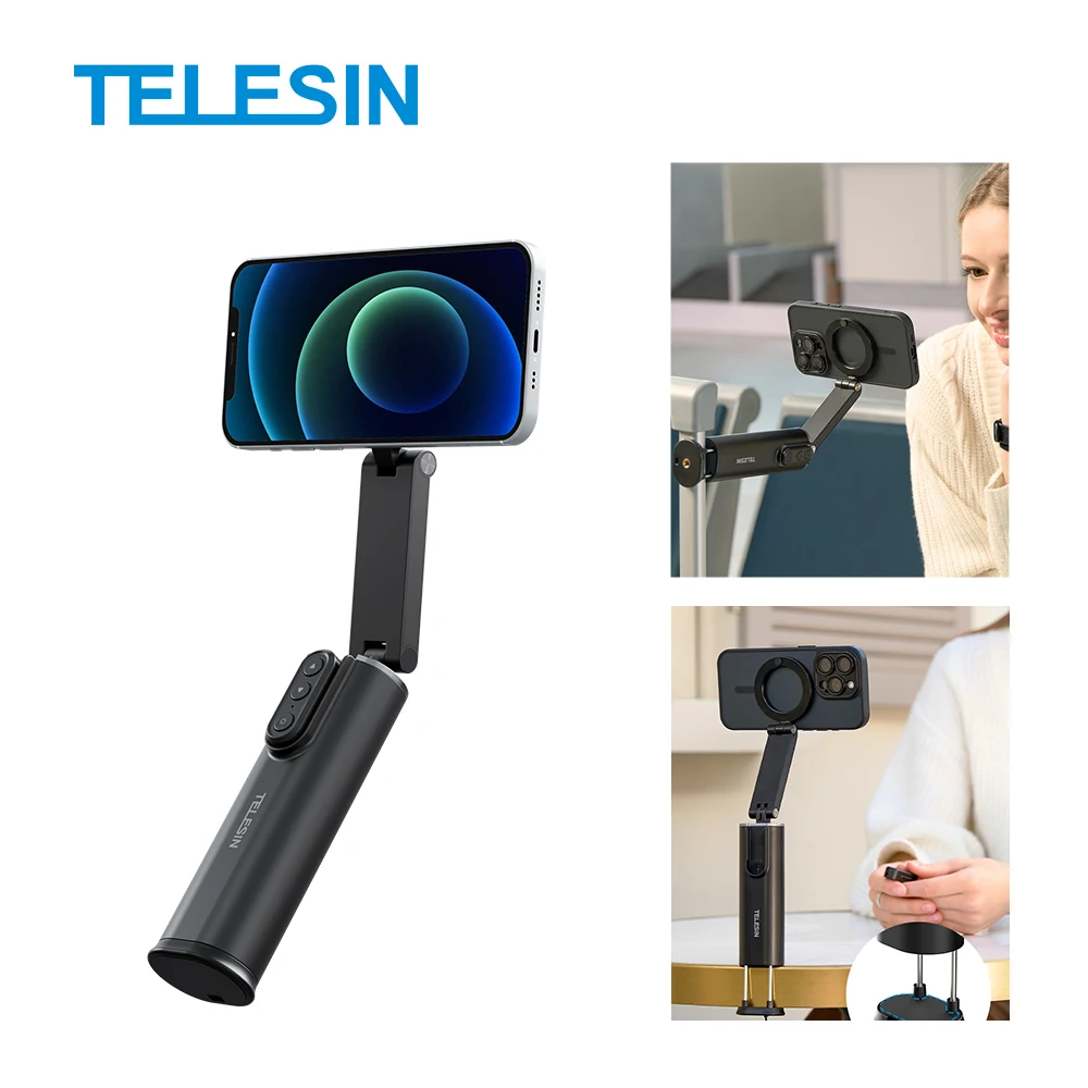 

Магнитный штатив TELESIN Magsafe с пультом Bluetooth, 360° ° Поворотный и винт 1/4 дюйма для iPhone/смартфонов