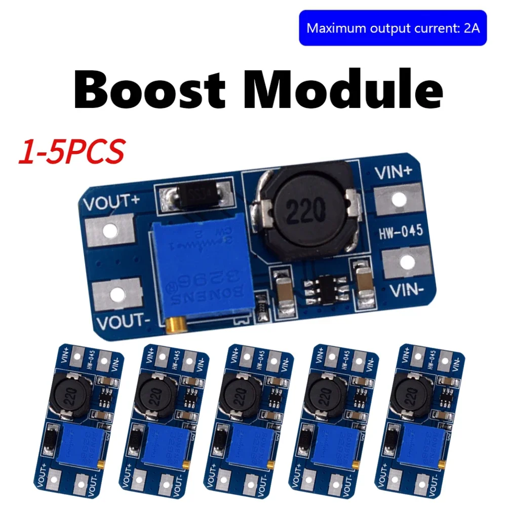 1-5pcs HW-045 2V-24V Adjustable Boost Module 2A DC Step Up Board Converter Booster Power Supply Module 2V-24V to 5V 9V 12V 28V