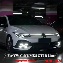 For VW Golf 8 MK8 GTI R-Line 2020-2024 Car Front Bumper Side Splitter Spoiler Trim Fog Light Canard Body Kits Gloss Black Tuning