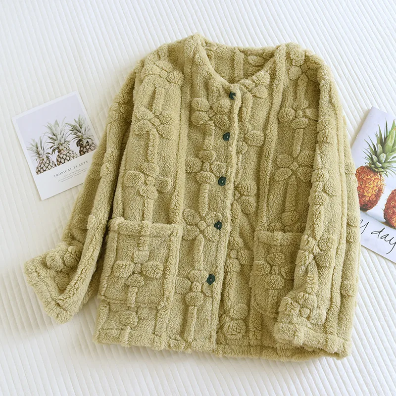 여성용 파자마 원피스 탑스 플란넬 가을 겨울 잠옷 두꺼운 파자마 세트 따뜻하게 유지하는 코랄 플리스 긴 소매 홈웨어