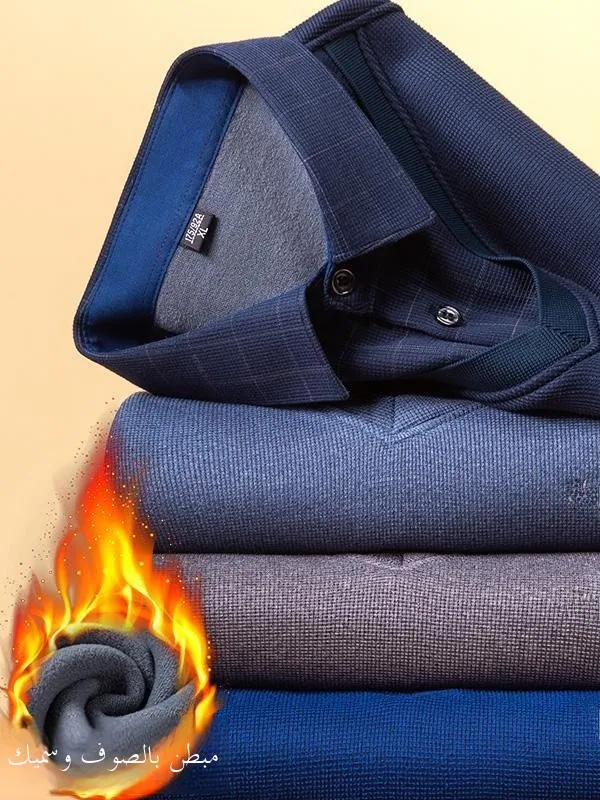 سترة رجالية شتوية سميكة من كينجسلاند مبطنة بالصوف مع ياقة قميص محبوكة، سترة دافئة بأكمام طويلة وياقة دائرية، تصميم عصري بلون ...