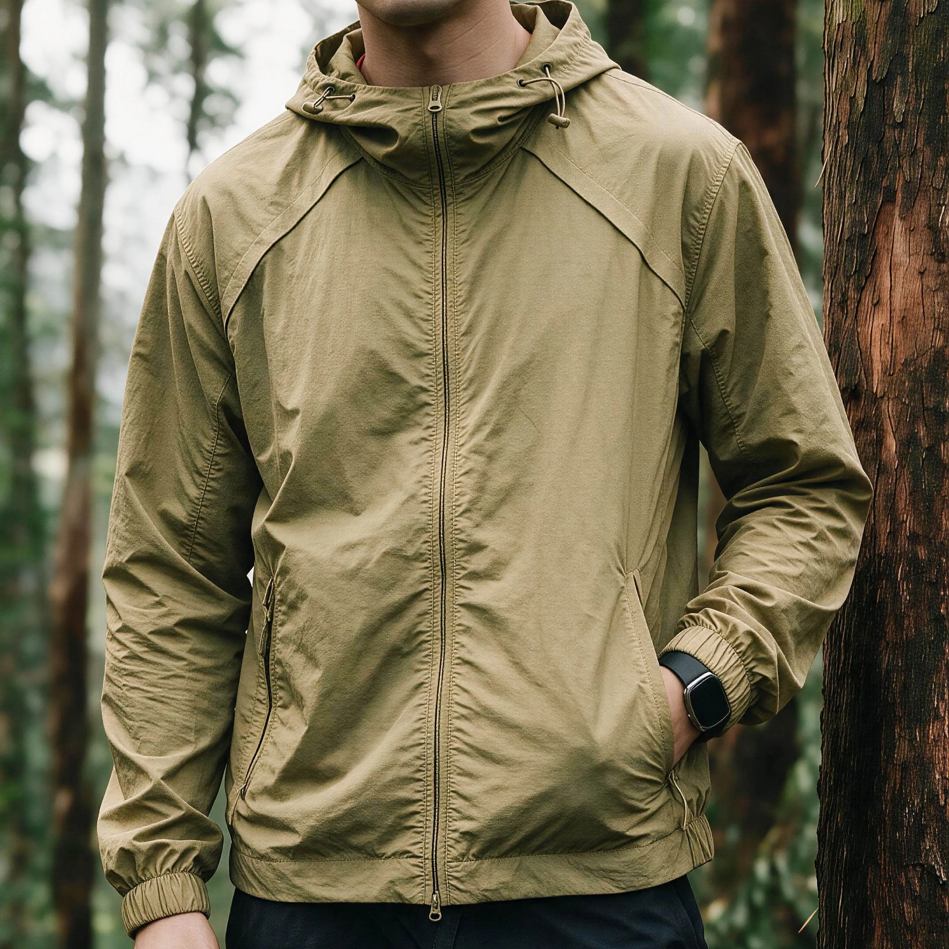 2026 Autumn New Japanese Vintage Breathable Quick-drying Sun Protection Outdoor Hooded Jacket Men's Fashion Loose Casual Coat