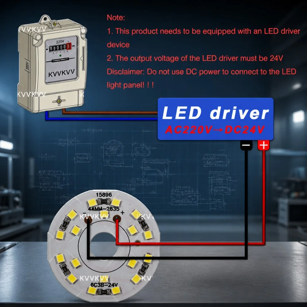 DC24V Low Voltage LED Light Panel 9W Warm White Natural White 44MM Round Board for DIY Downlight Home Lighting Fixture