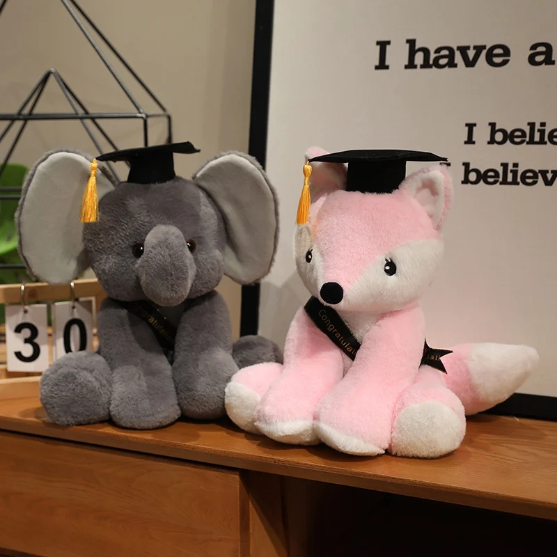 28 cm schattig Dr. Olifant knuffel gevuld zacht Kawaii Fox dier poppen afstudeercadeaus voor kinderen kinderen meisjes hoge kwaliteit
