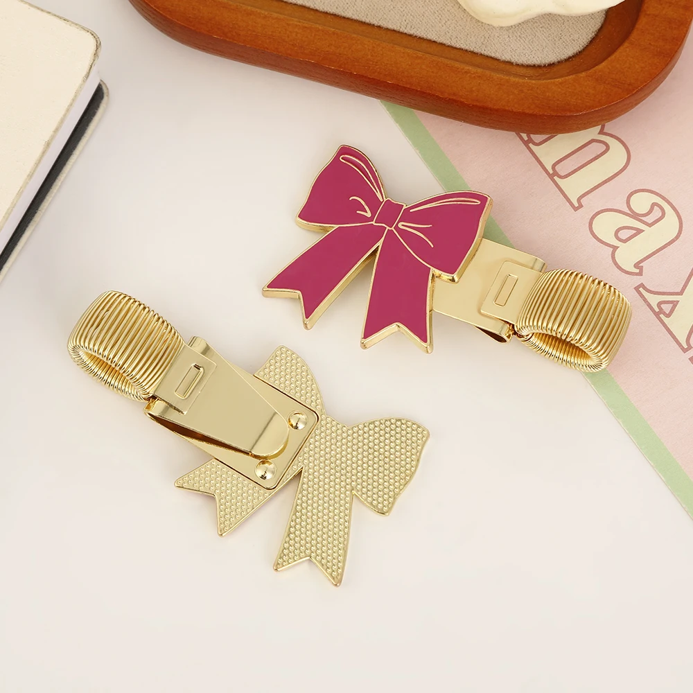 1pc Bow Tie-Themed metal pen clip with spring metal clip, suitable for handwriting, notebooks, and student office stationery