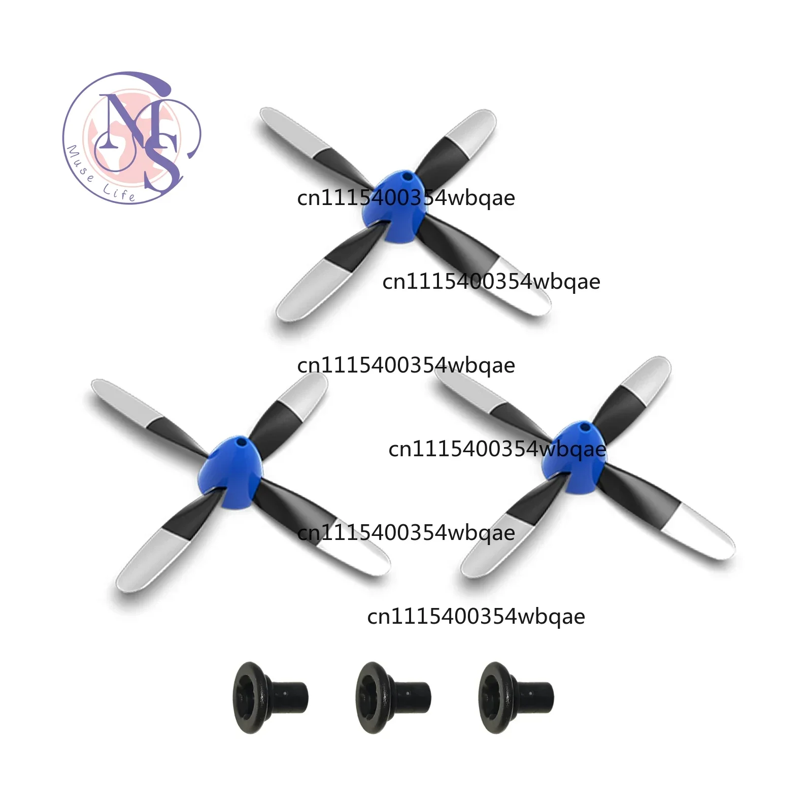 ZOCI-3Pcs 4-Blade Propeller for Volantex 4CH 400mm P-51Mustang RC Plane,with Saver and Adapter,Spare Replacement Accessories