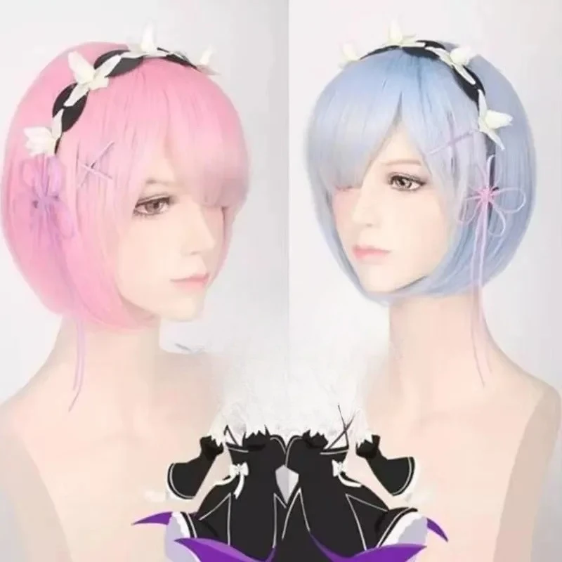 

2022 New Anime Cosplay Wig for Women Long Two-Tone Blue Synthetic Hair Fantasy Role Play Costume Accessory