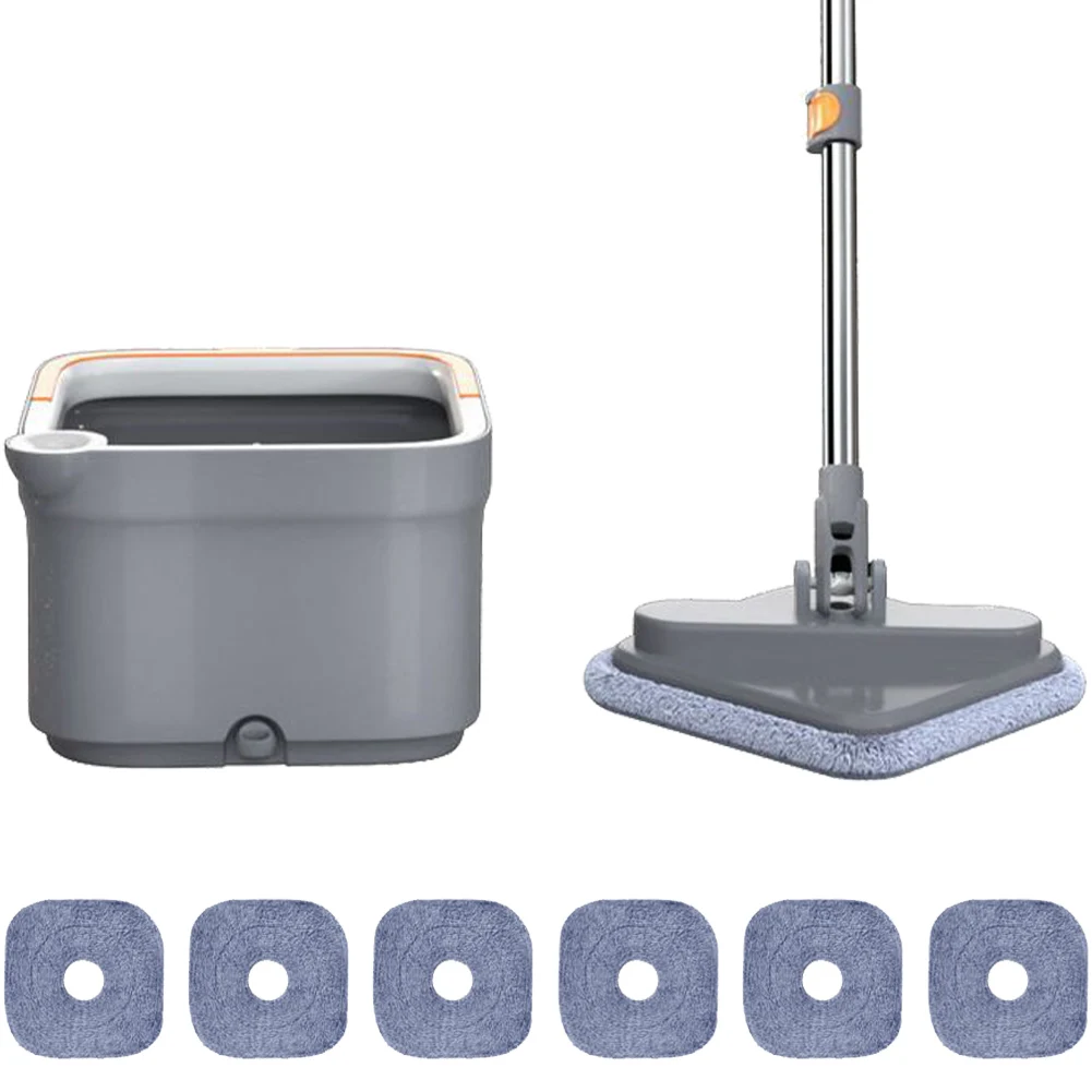 Practical Floor Cleaning Mop with Bucket Squeeze Mops Hand-Free 360 Rotatable Adjustable for Automatic Door Corner