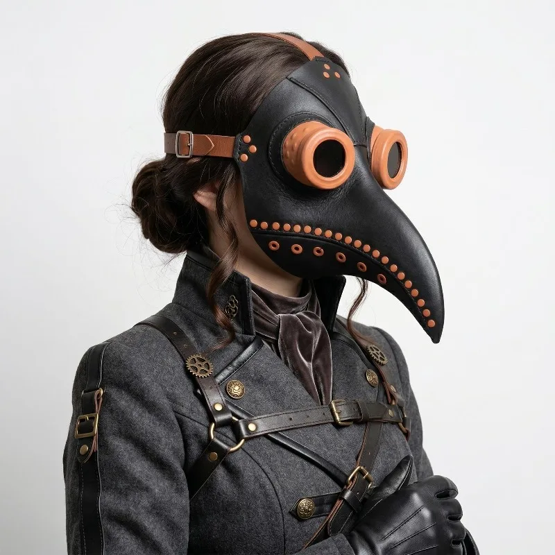 Plague Doctor Mask Steampunk Cosplay Costume Bird Beak Mask Latex Long Beak Raven Masque Carnaval Mask