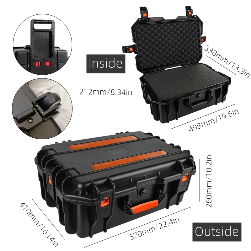 Pull Rod Toolbox Wheeled Waterproof Shockproof Professional Trolley Tool Box Safety Instrument Tool Bag Plastic Pelican Case