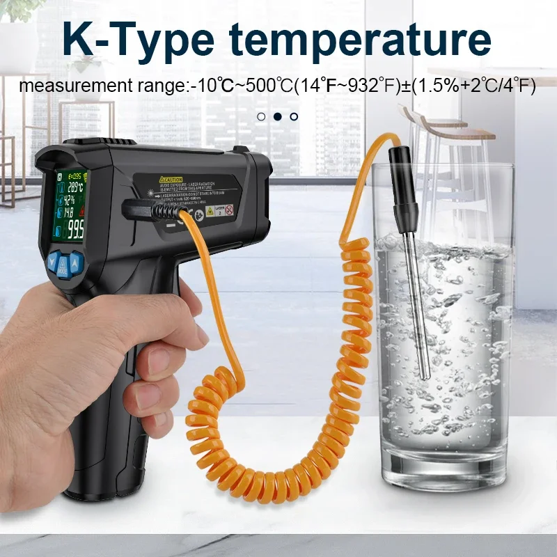 

Digital Infrared Thermometer Non-contact Laser Temperature Meters Pyrometer Hygrometer Thermal Imager Light Alarm IR03B