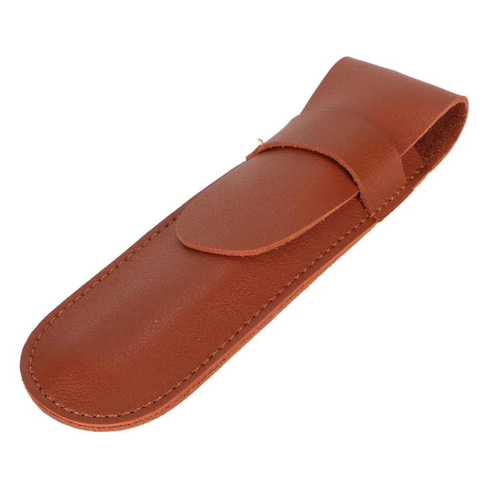 5pcs Salon Use PU Leather Clipper Case Exquisite Brown Trimmer Case Comfortable Touch Flap Cover Razor Case For Barber