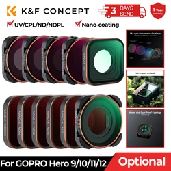 K & F Concept Action Camera filtri per GOPRO Hero 9/10/11/12 UV CPL ND/PL ND8 ND16 ND32 ND64 ND1000 Set di filtri per custodia impermeabile