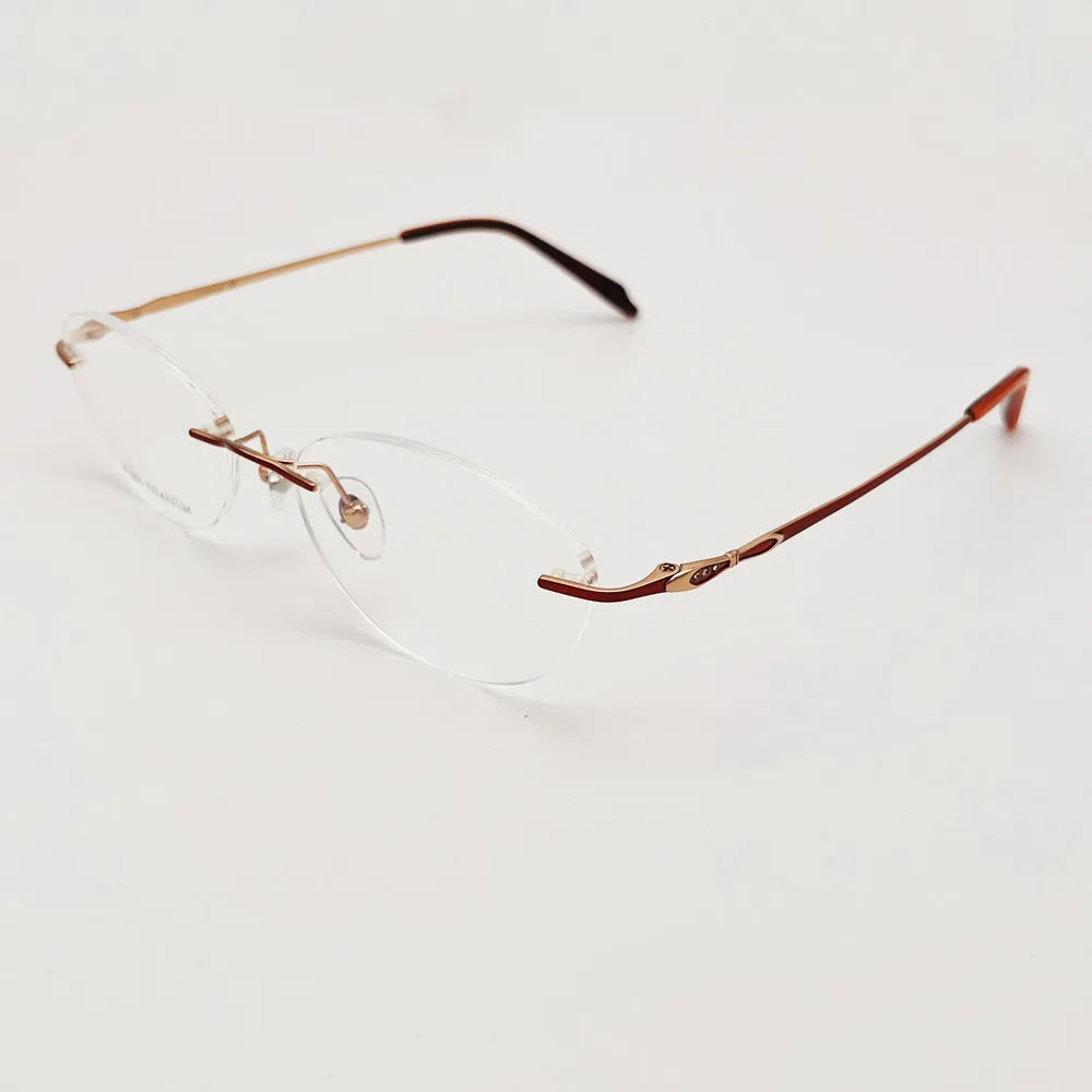 Entwickelt Frauen Randlose Brille Reinem Titan Brillen Optische Rahmen Rezept Rahmenlose Spektakel Kristall Dekoration Tempel – Detail 7