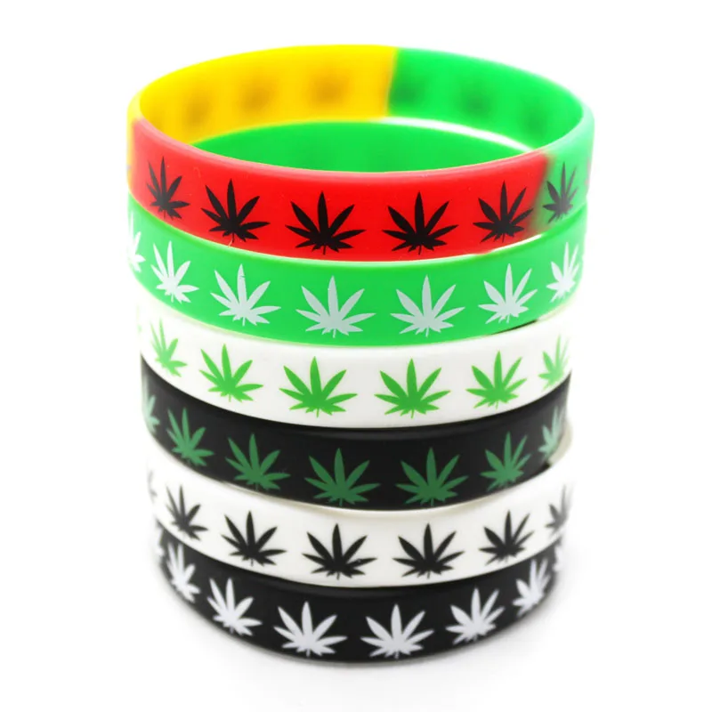 1PC Fashion Maple Leaf Silicone Bracelet Simple Waterproof Sports Wristband Hemp Jewelry Accessories for Men Women SH340
