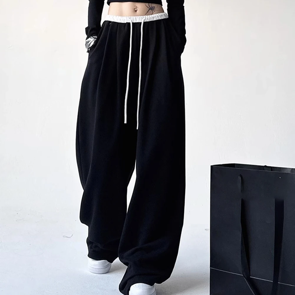 ملابس يومية سراويل فضفاضة للركض سراويل بوليستر مقاس XL سراويل رياضية نسائية طوال الموسم سراويل ذات طراز أساسي بلون واحد