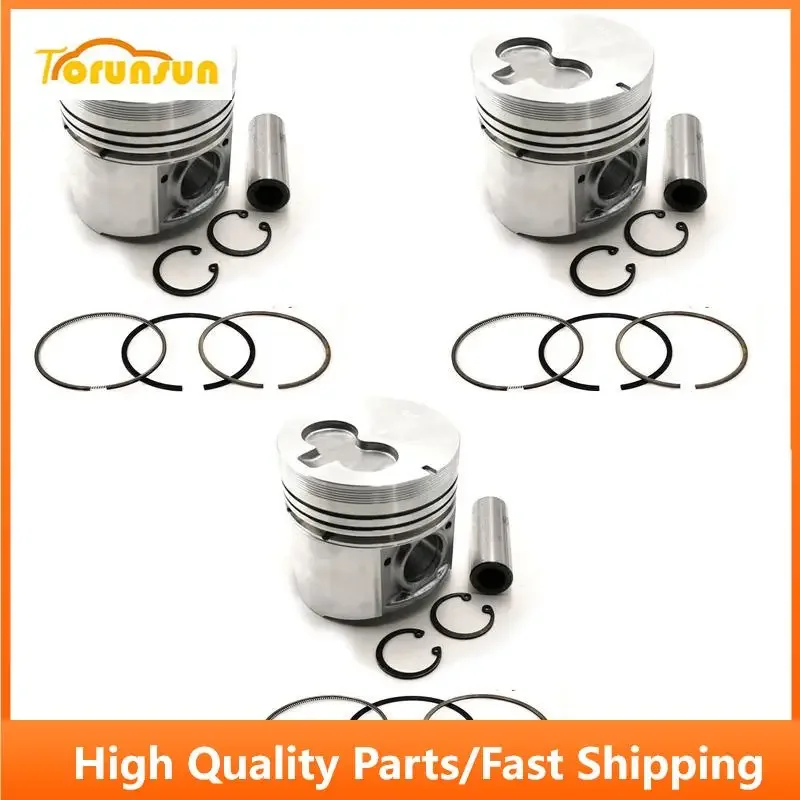 New 3 Sets STD Piston Kit With Ring 8-94414-745-1 Fit For Isuzu 3KR1 Engine 81MM